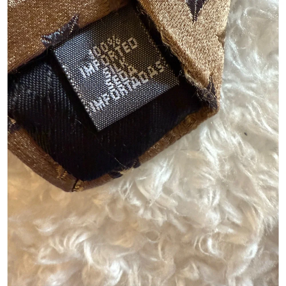 Emanuel Ungaro Silk Tie Brown Geometric Medallion Designer Necktie Vintage Italy